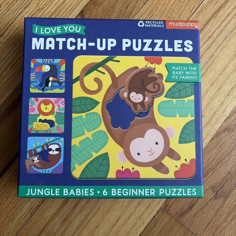 Mudpuppy I Love You Match-up Puzzles Jungle Babies Ages 1-3